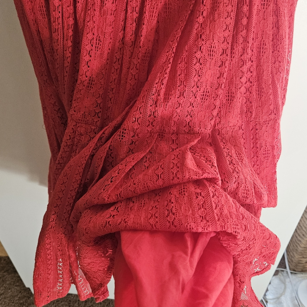 Red Lace Ruffle Dress - Picture 4 of 5